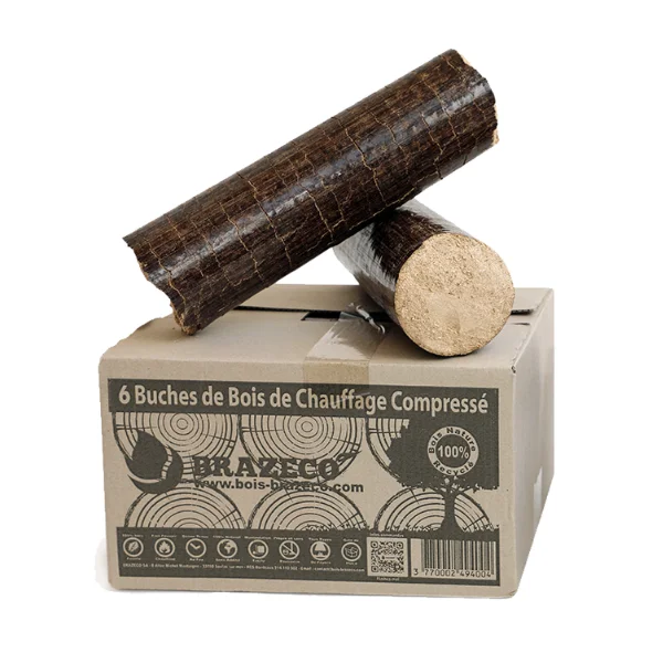 Bûches de bois densifié Premium Brazeco-100 cartons